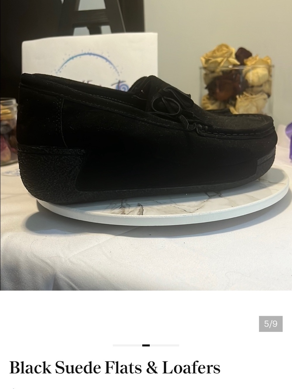 Women’s Black Suede Like Casual Loafers - Classic Slip-On Style - Picture 9 of 10